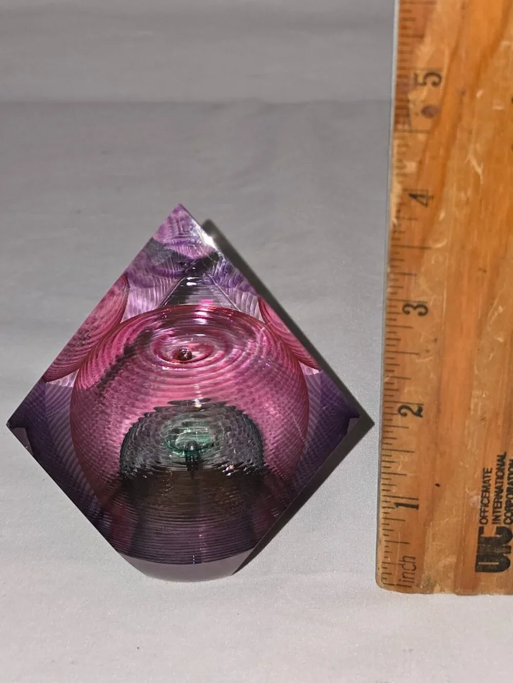 Kit Karbler & Michael David Signed Faceted Paperweight Art Glass Optic Geometric - Picture 16 of 16